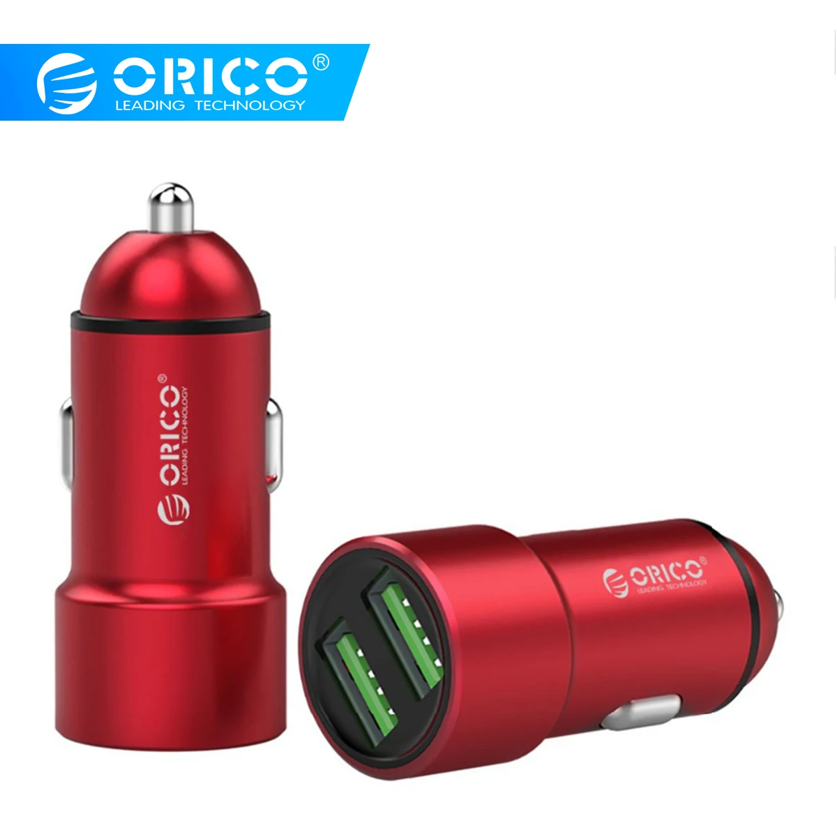 ORICO 12 W ماكس الألومنيوم شاحن سيارة USB صغير شحن USB مزدوج منافذ سيارة-شاحن آيفون 8 زائد سامسونج s8 USB الهاتف شاحن