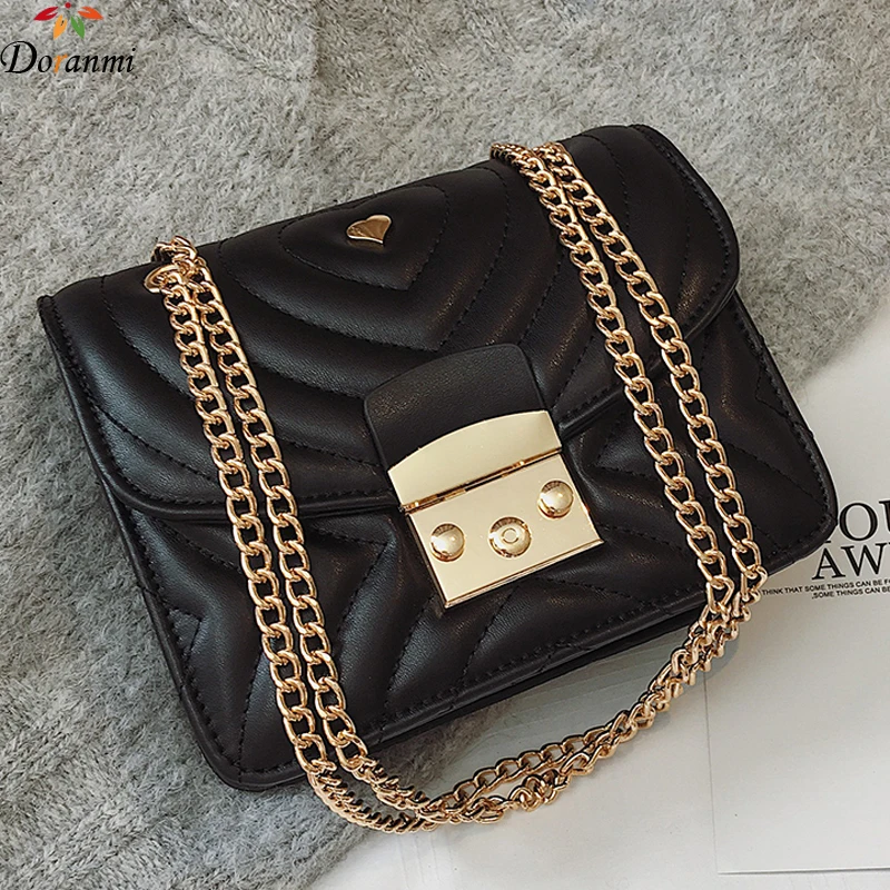 

DORANMI Striped Leather Flap Women's Bag 2019 Luxury Brand Designed Buckle Square Shoulder Bag Crossbody Messenger Bolsa DJB240