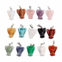 Модный кулон Ангела из смешанного камня, резные подвески в виде статуи Ангела-хранителя для ювелирных изделий, ожерелье 15*20 мм,, 15 шт./лот