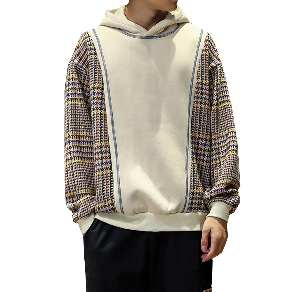 

2018 Spring And Autumn Men's New Cotton Polyester Hooded Hoodies Stitching Contrast Color Design Loose Streetwear Harajuku M-5XL