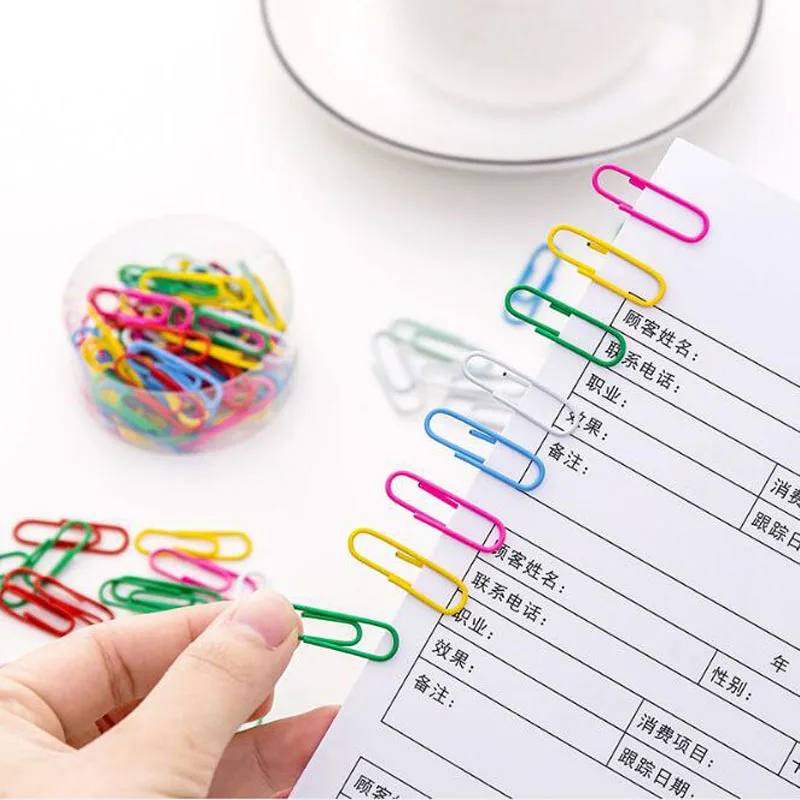 

50 Pieces / Box Paper Clip Color Multi-function Binding Pin Student Color Paper Clip Bookmark Office School Supplies Stationery