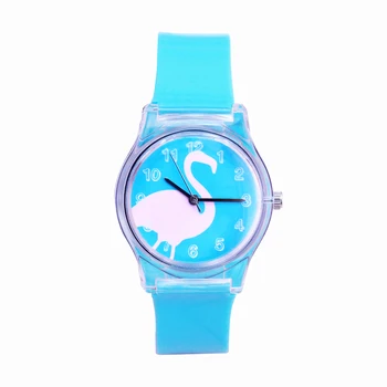 

2018 famous brand women children girls transparent swan casual waterproof quartz wristwatches students creative resin face clock