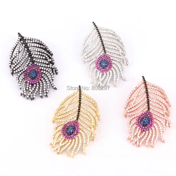 

5Pcs Micro Pave Cubic Zirconia Leaf Eye Pendant For Women Girl Jewelry
