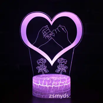 

Hand 3d Lights Creative 7 Color Creative 7 Led Visual alentine's Day Table Night 3d Led Night Light White base Lovely 3d Lamp
