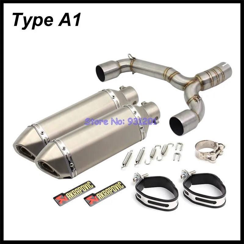 Motorcycle Exhaust System for Suzuki GSR600 GSR400 BK600 BK400 Slip On Akrapovic Exhaust Muffler Pipe with Link Middle Pipe - Цвет: Type A1