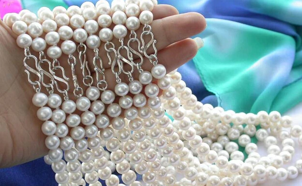 

Miss charm Jew1094 wholesale 10ST 9-10mm white fw pearl necklace (A0513)