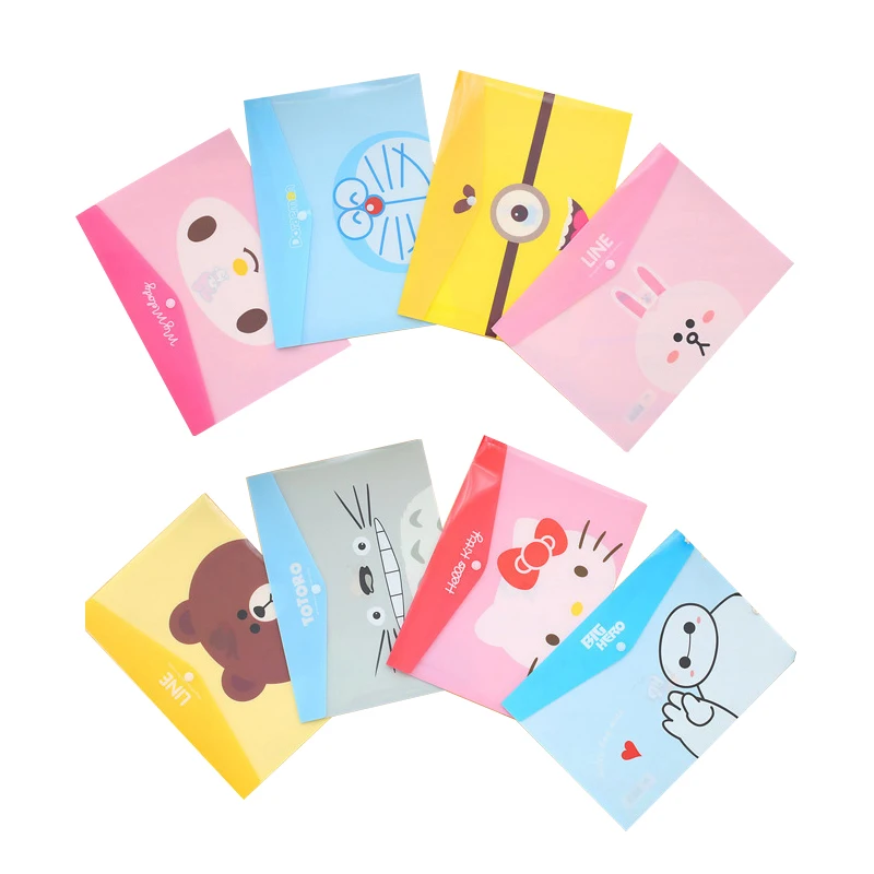 

Document Bag Waterproof PVC Cute Cartoon Portable A4 Button Handbag Folder Documents Holder Organizer for Office School Supplies