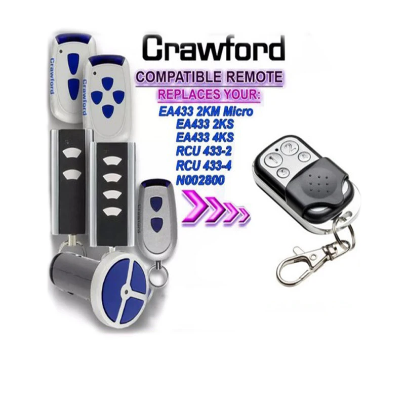 

3pcs Compatible with Crawford remote EA433 2KS,EA433 4KS replacement garage door opener free shipping