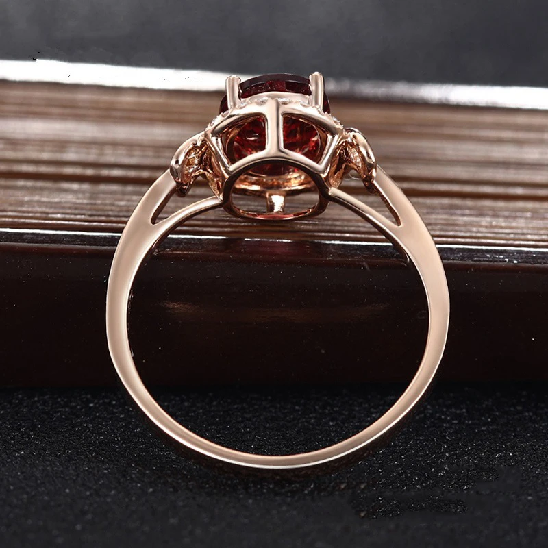 Bague Ringen розовое золото Цвет с красным фианитом кольца для Для женщин Свадебная вечеринка Модные украшения кольцо подарки аксессуары