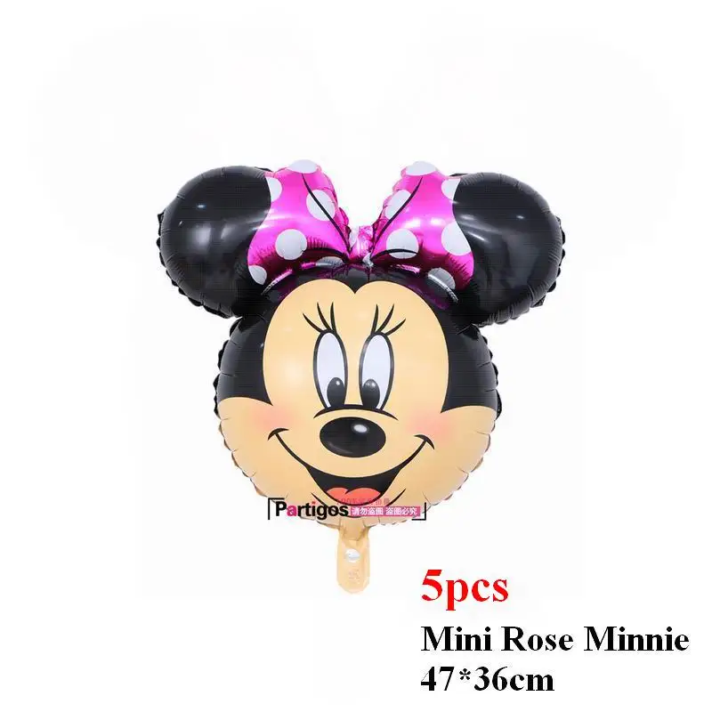 1 шт 5 шт мультфильм головы Микки Минни Маус фольги воздушный шар Дети День рождения украшения детский душ принадлежности надувные шары - Цвет: Mini Rose Minnie