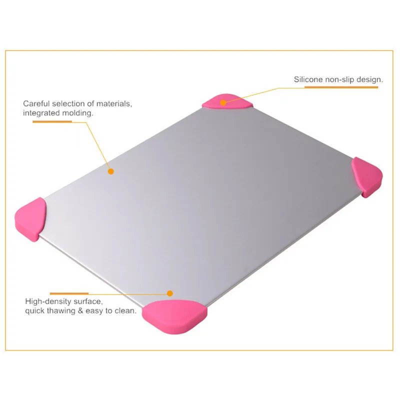 Household Rapid Defrosting Tray Frozen Food Meat Fruit Aluminum Fast Thaw Plate Board with Rubber Pads Kitchen Gadget Tool Household Rapid Defrosting Tray Frozen Food Meat Fruit Aluminum Fast Thaw Plate Board with Rubber Pads Kitchen Gadget Tool