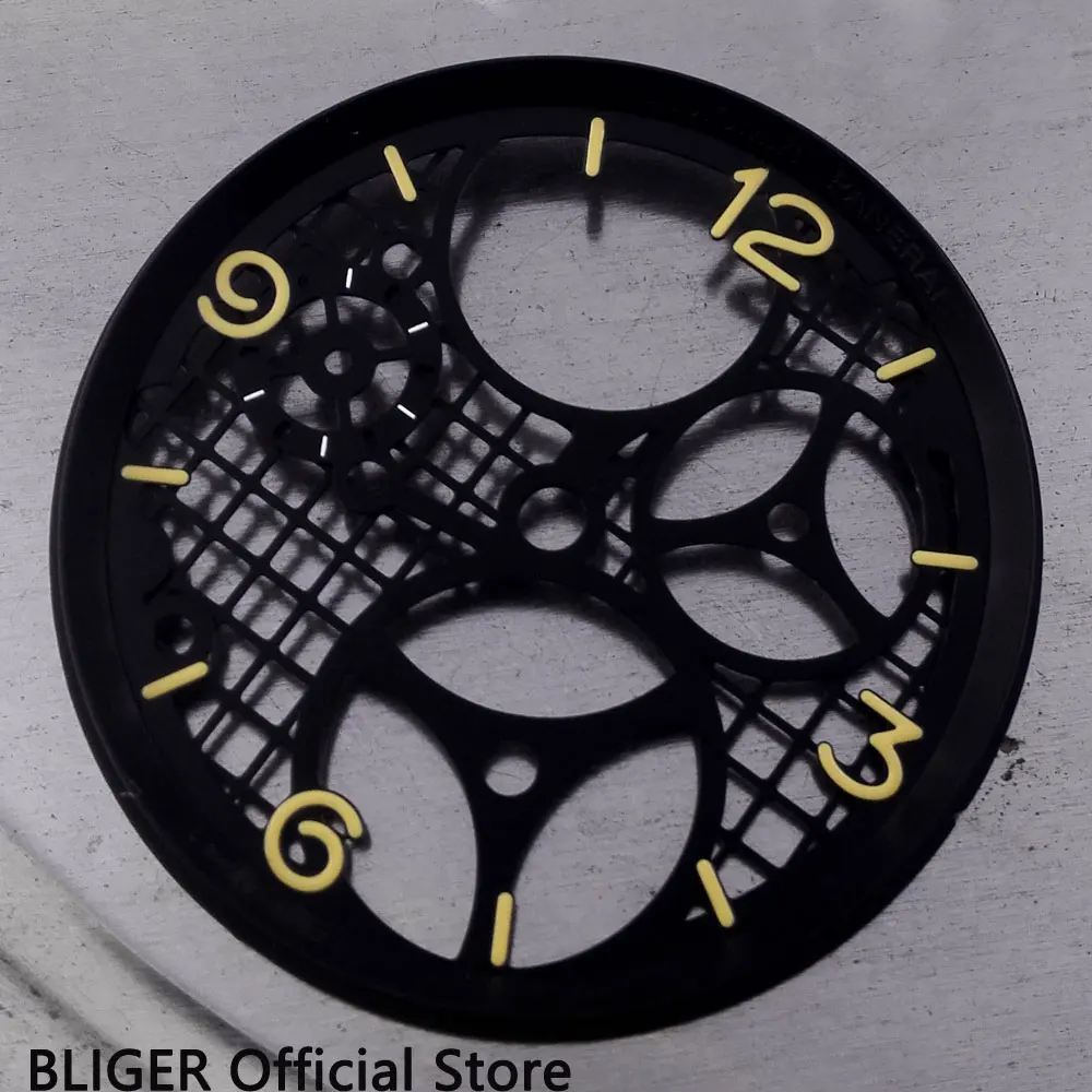38.9MM Black PVD Coated three-dimensional Watch Dial Fit For ETA 6497 Hand Winding Movement D34 | Наручные - Цена: 