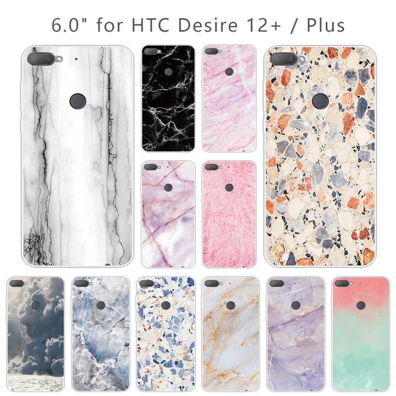 TPU for HTC Desire 12 Plus Fitted Stone Case 6.0&quot Transparent Ultra Thin Soft Silicone 12+ Back Phone Cover |