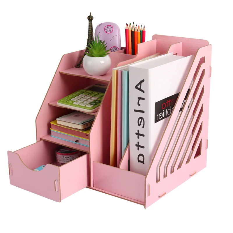 Wood Stationery Holders Multi Use Desktop Storage Paper Holder