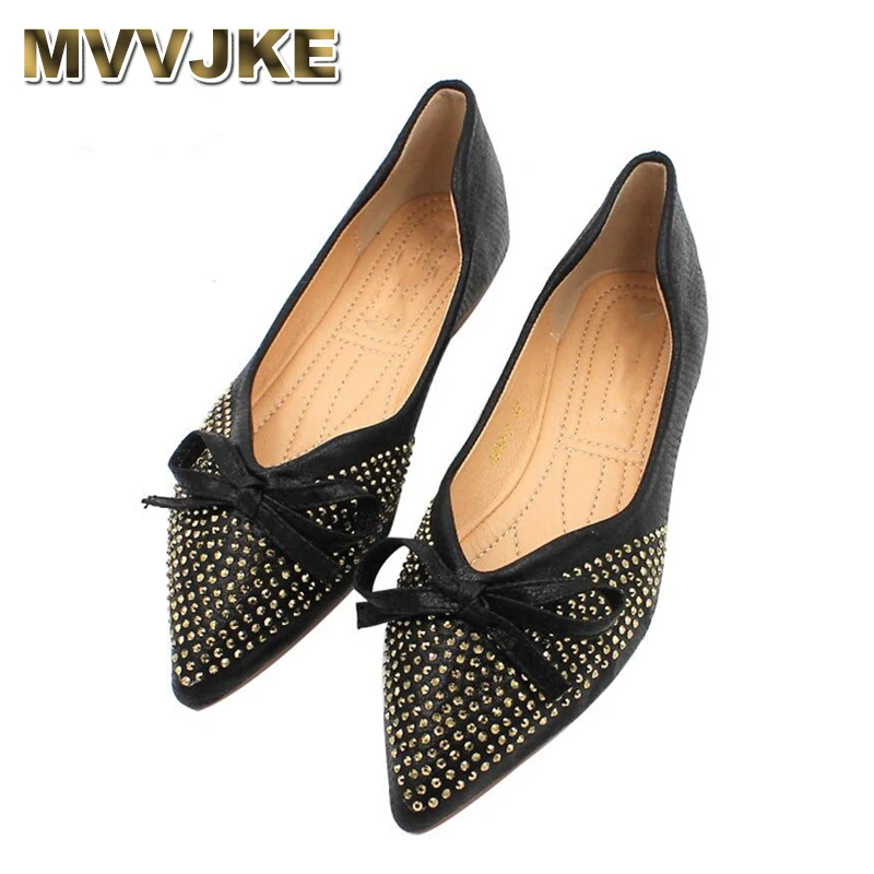 

MVVJKE Fashion Women Flat Ballet Shoes Bling Crystal Design Pointed Toe Flats Shoes Elegant Comfortable Lady Shiny Shoes
