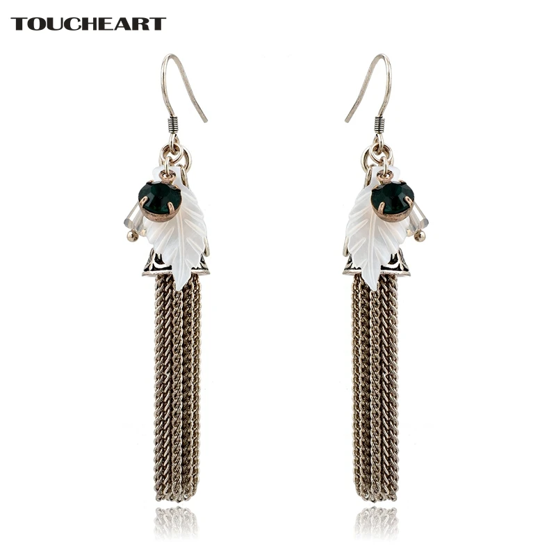 

TOUCHEART Crystal Pendant Earrings Yellow Tassel Brand Jewelry Cute Geometric Dangle Drop Earrings for Women SER160131