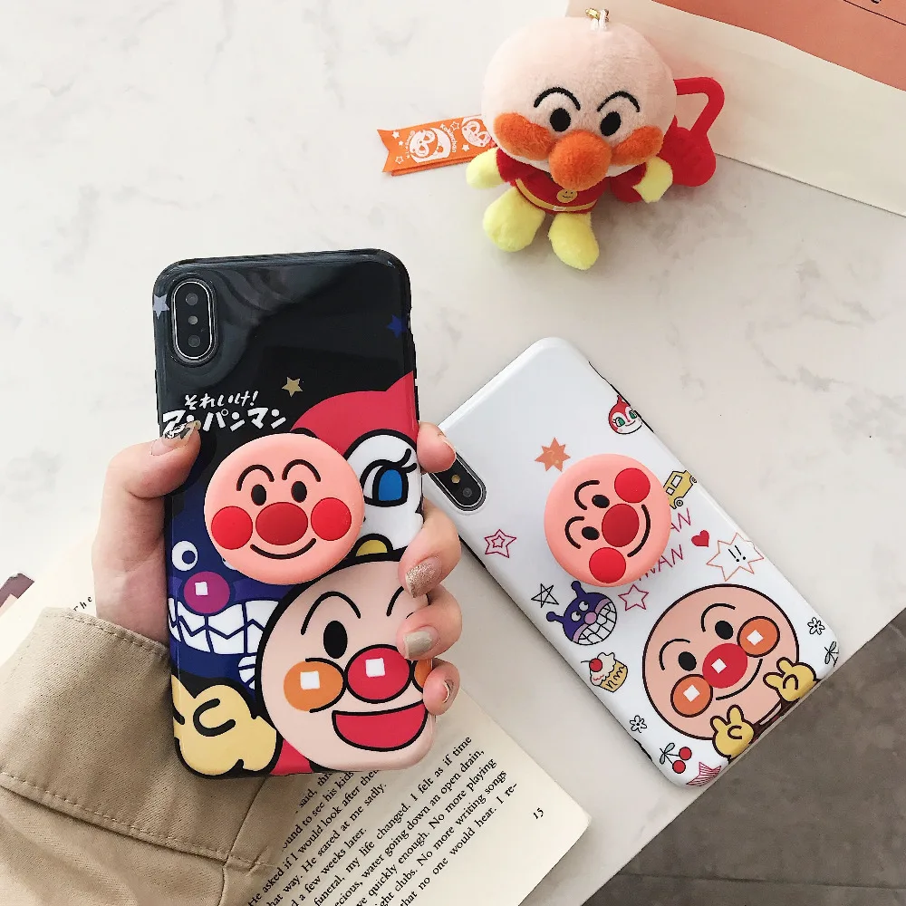 

For iphone 11 Pro Max Silicone bracket cartoon anpanman soft Mobile phone case for iPhone 6 6s 7 7plus 8 8plus X XR XS MAX cover