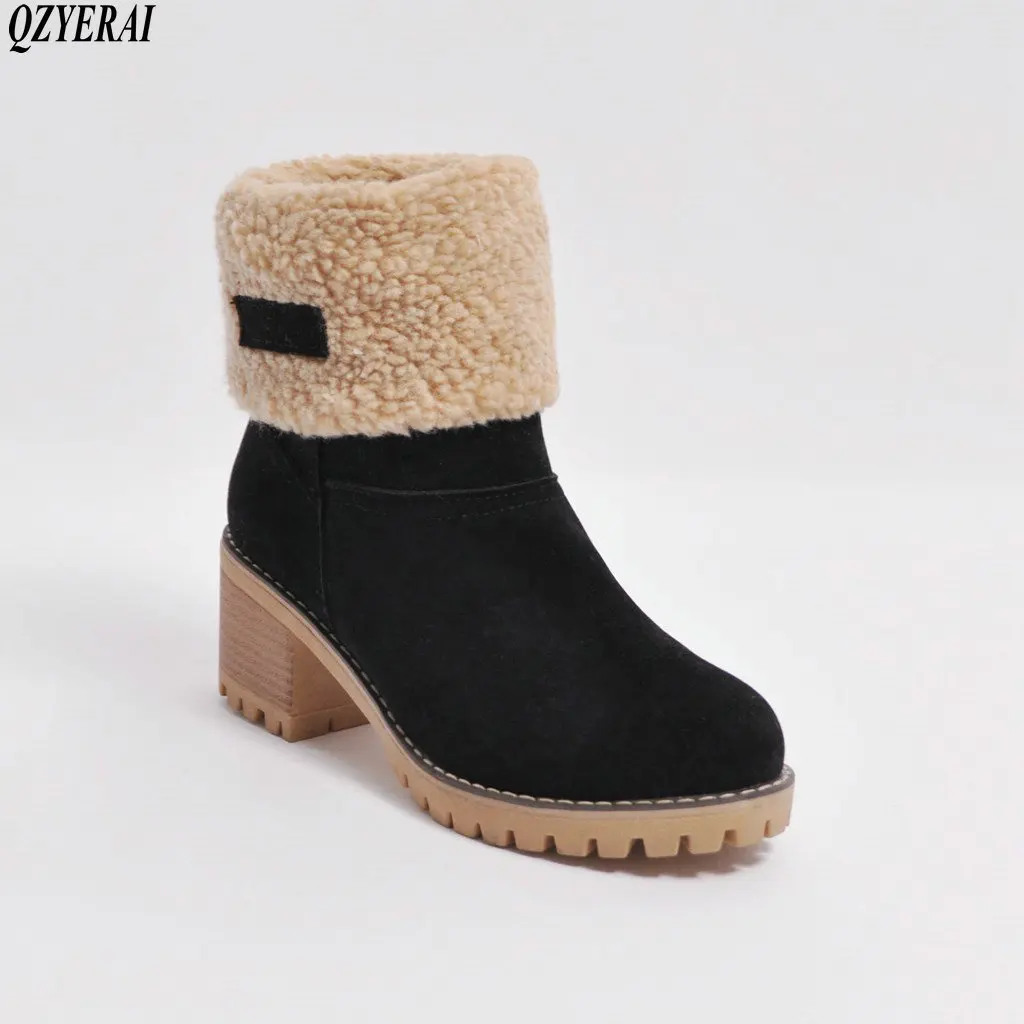

QZYERAI New ladies snowshoes winter thermal boots folding boots women shoes plush boots non-slip soles five colors are available