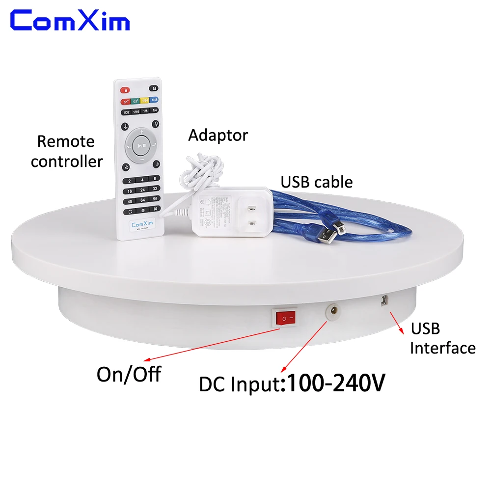 ComXim 40cm 15.7in Remote,Bluetooth,USB Rotating Electric Photography Turntable,Display Stand for Products Jewelry Display