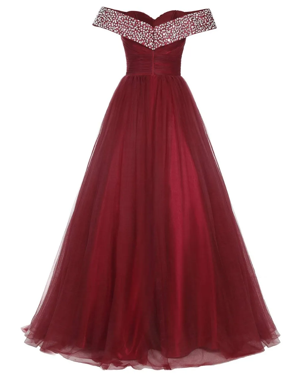 Billige JaneVini 2019 Elegante EINE Linie Lange Burgund Brautjungfer Kleider Plus Größe Sweetheart Perlen Backless Tüll Frauen Prom Party Kleider