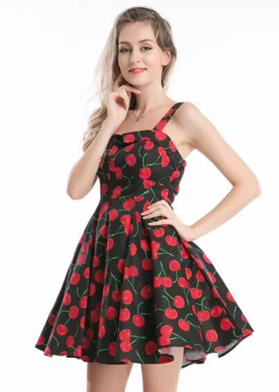 walson R1138 cherry rockabilly dress Retro 50s style plus size dresses ...