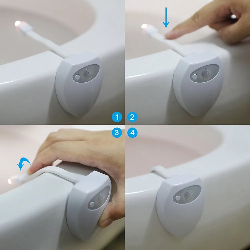 USB Rechargerable Motion Sensor Toilet Light WC Lamp USB Backlight For Toilet Bowl 8 Light Colors Seat Sensor Motion Sensor Light LED Night Light