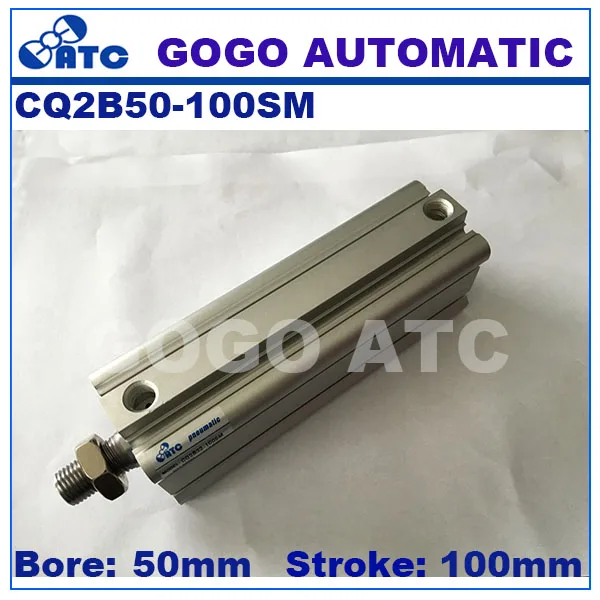 CQ2B50-100SM SMC type standard single acting sing rod end male thread bore 50mm stroke 100mm aluminum pneumatic compact cylinder |