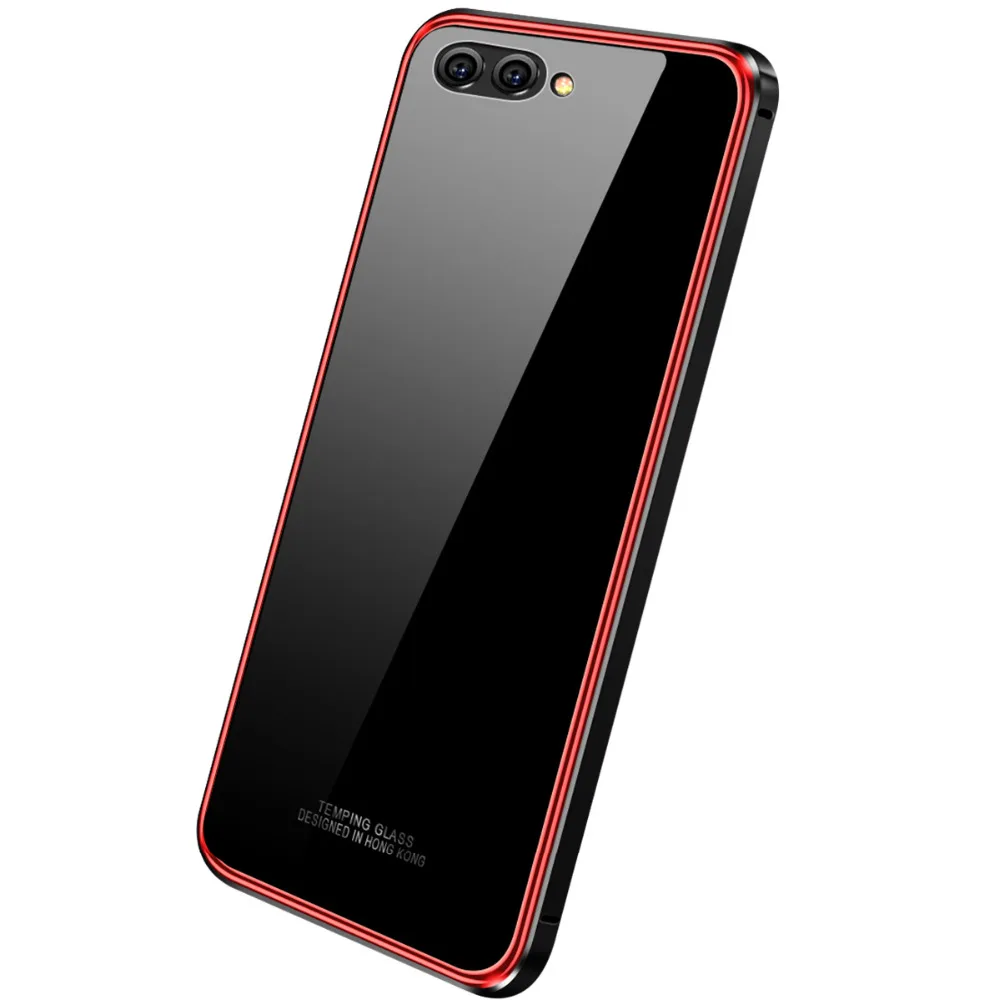 For Huawei Honor 10 Case Luxury Aluminum Metal Bumper for Huawei Honor 10 Transparent Clear Glass Cover For Huawei Honor10 Case