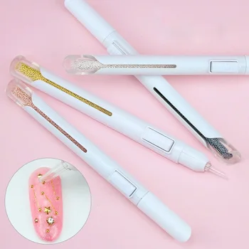 

0.8mm Steel Beads Picking Dotting Pen Nail Beads Picker Pen Pick Up Professional Small Ball Caviar Manicure Nail Art Dotting Pen