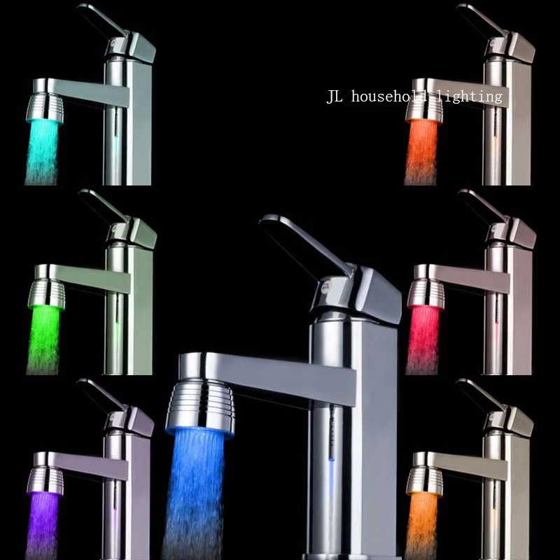 

Glow LED Light Water saving shower head Stream Faucet Tap 7 Colors Jump Change for Bathroom Kitchen ABS sliver showerhead