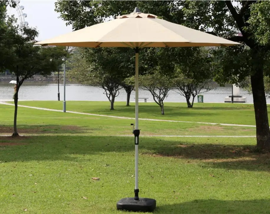 2,7 м диаметр Открытый Зонт складной рекламный зонтик портативный пляжный зонт с пустой пластиковой основой - Цвет: Бежевый