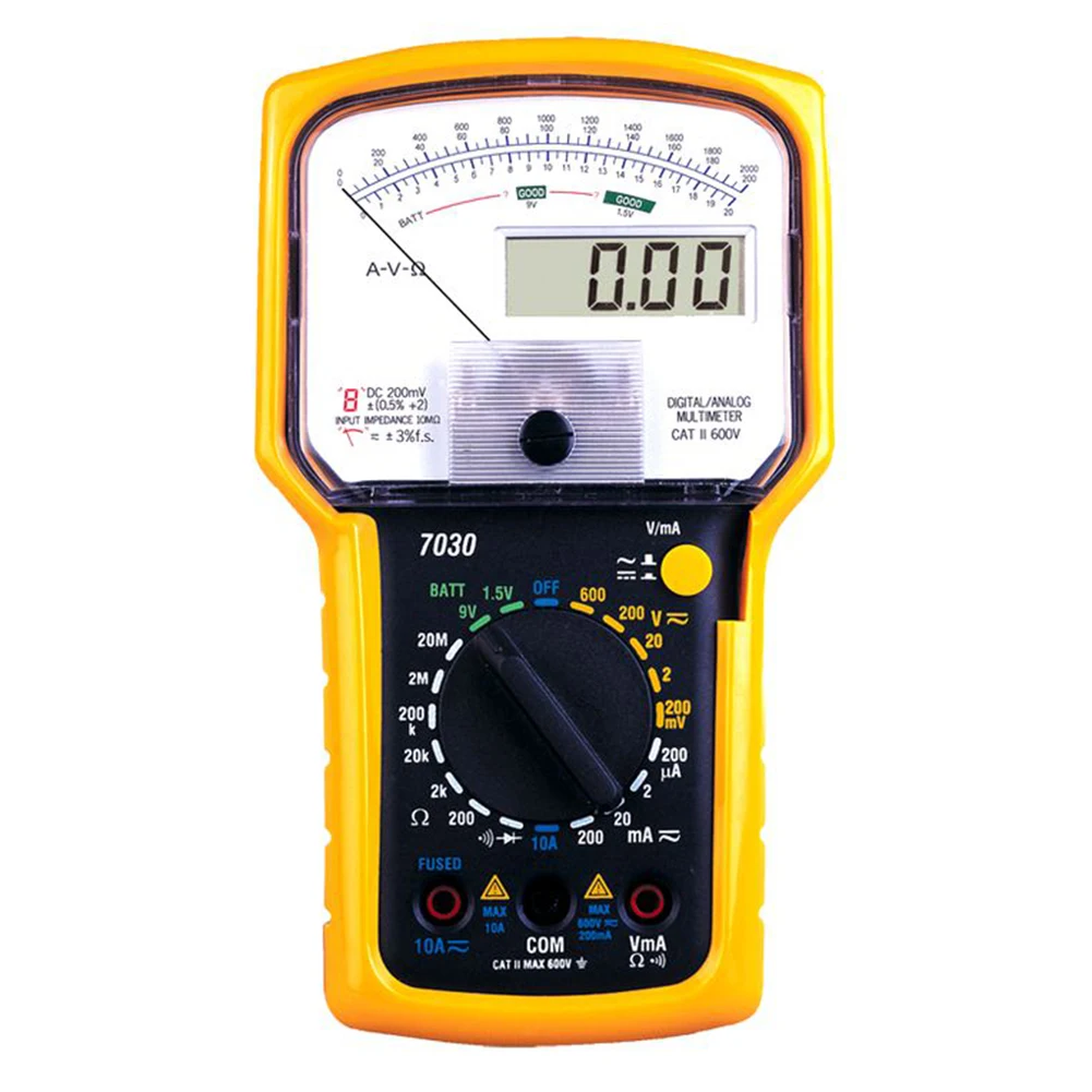 Black Yellow KT7030 Двойной цифровой аналоговый мультиметр Напряжение Ток Ом инструмент точный тестер - Цвет: Black Yellow