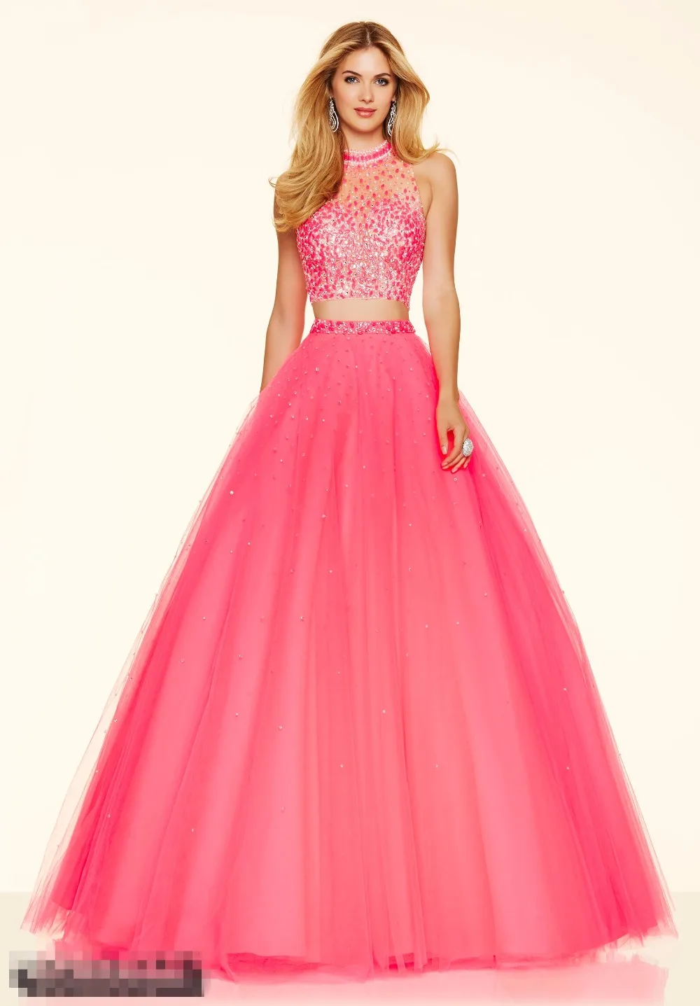 Buy Hot Pink Two Pieces Quinceanera Dresses Cheap Long