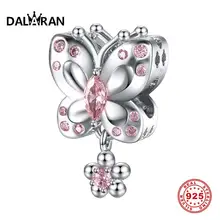 Даларан розовая бабочка талисманы подходят DIY браслет ожерелье кулон серебряные бусины 925 пробы Ослепительный CZ для изготовления ювелирных изделий для женщин