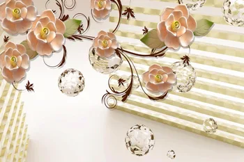 

Newest High-end 3D Crystal Diamond Jewelry Background Wall mural 8d crystal mural flower wallpaper living room bedroom