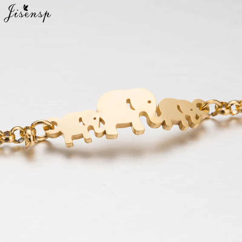 Jisensp золотой цвет талисманы браслет Femme нержавеющая сталь женские ювелирные изделия Lucky оригами браслеты со слоном дружбы подарки BFF