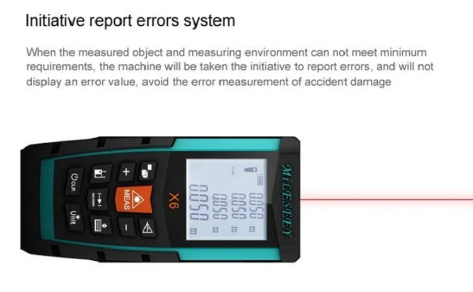 Mileseey X6 50 м 70 м 100 м лазерный дальномер нескользящий мягкий клей паз дизайн используется в картографической промышленности лазерный дальномер