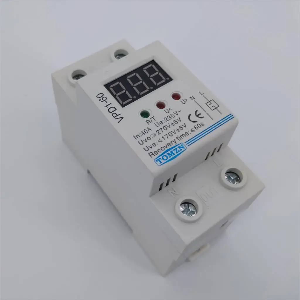 VPD1 40A 60A 220V Повторное подключение от перенапряжения и защиты от перенапряжения защитное устройство реле с вольтметром монитор напряжения