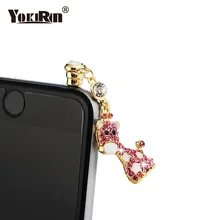 YOKIRIN 3,5 мм Универсальные прекрасные украшения с камнями и стразами розовый черный олень Анти Пыль Разъем для наушников Универсальный для смартфона