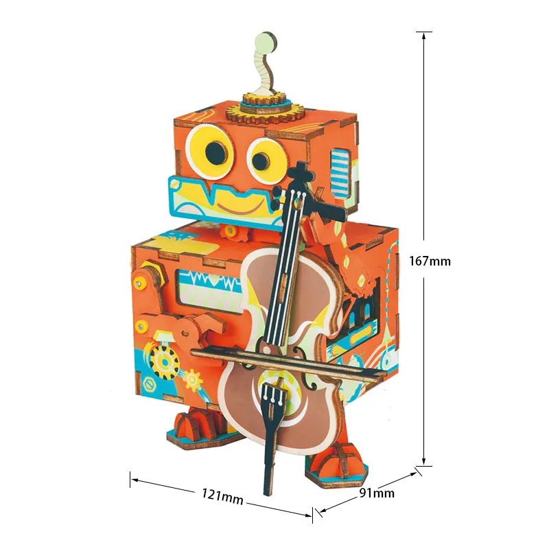Robotime DIY робот маленький перформер деревянная подвижная музыкальная шкатулка механический Тип домашний декор красивые подарки для детей друзья AMD53
