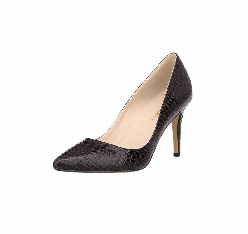 Loslandifen Туфли из искусственной крокодиловой кожи женские офисные Вечерние обувь на высоком каблуке женские туфли-лодочки с острым носком Sapatos femininos Salto 952-1ey