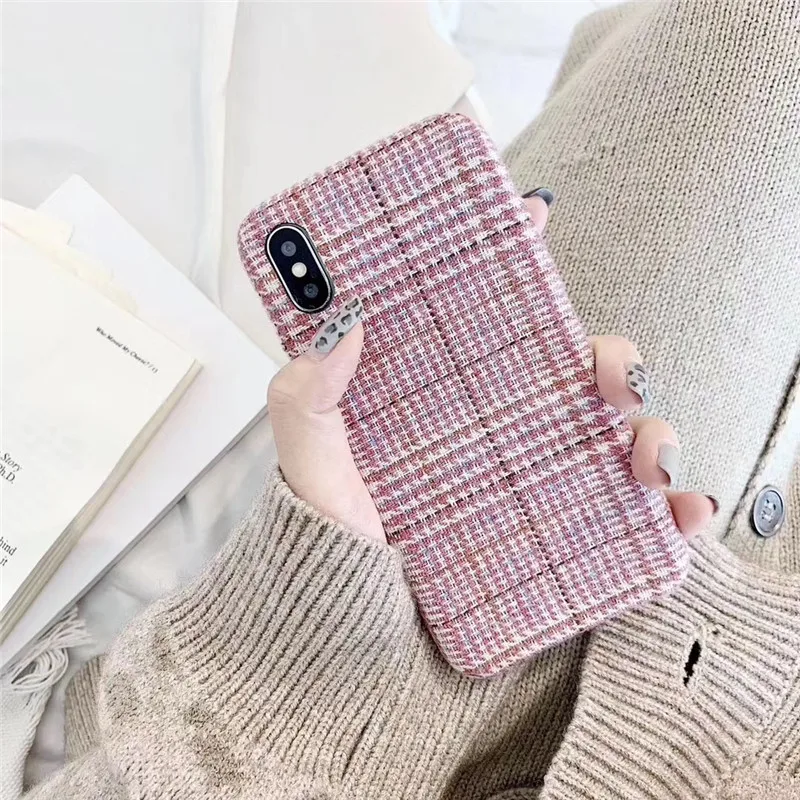 

Autumn Fabric Coque for Iphone 8 Case Simple Girly Pink Phone Cases for Iphone 7 8 6 6S Plus X Xs Max Xr Case Back Cover Fundas