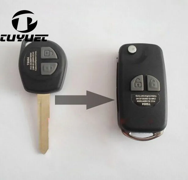 1PCS/ 5PCS Modified Flip Folding Remote Key Case Shell for Suzuki SX4 Swift 2 Buttons with Rubber Pad With sticker 2 buttons car key fob case shell replacement remote cover with hu87 toy43 blade fit for agila suzuki ignis alto sx4 vauxhall