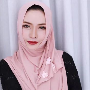 

Muslim Headscarf Floral Fashion Headband Ready To Wear Convenient Head Scarf Female Hijab Shawls and Wraps Scarves Women 2018