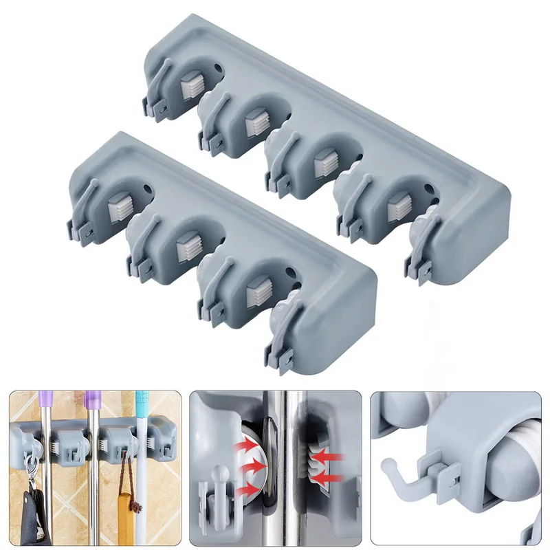 

Bathroom Organizer Mop Holders 4/5 Position Brush Broom Hanger Storage Rack Household Mop Brush Hanger Kitchen Gadgets