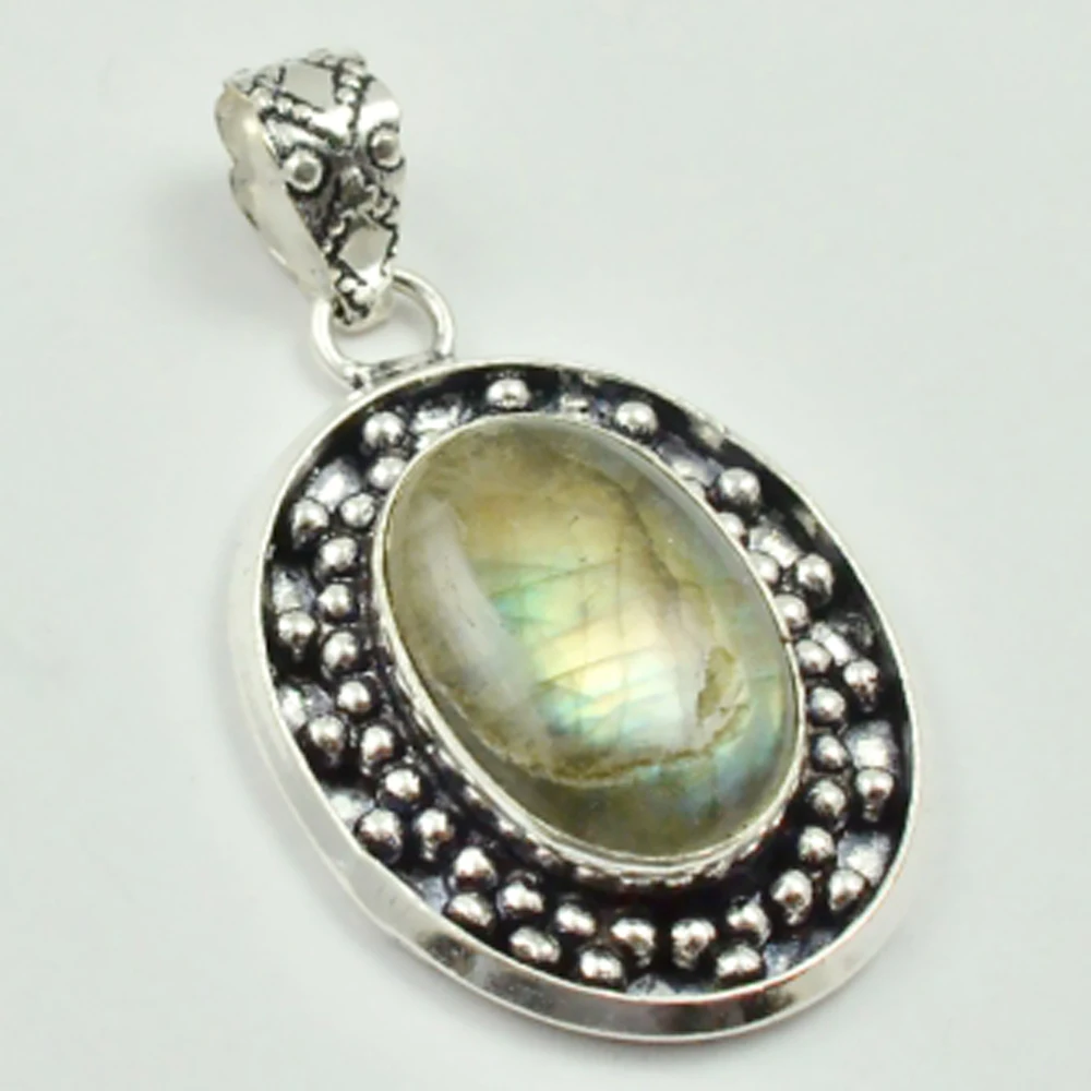 

Labradorite Pendant Silver Overlay over Copper, 40mm , P3604