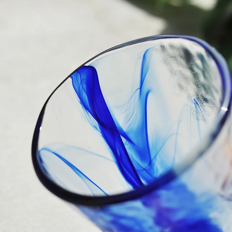 Креативные бессвинцовые прозрачные чаши чашечки из синего стекла тумблер для виски Высокая емкость пивного стекла es винный бокал для баров отель питие для вечеринки посуда