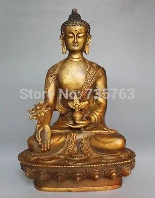 

001190 Collectable Old Brass Tibet Buddhism gild Tantra Medicine Buddha Statue