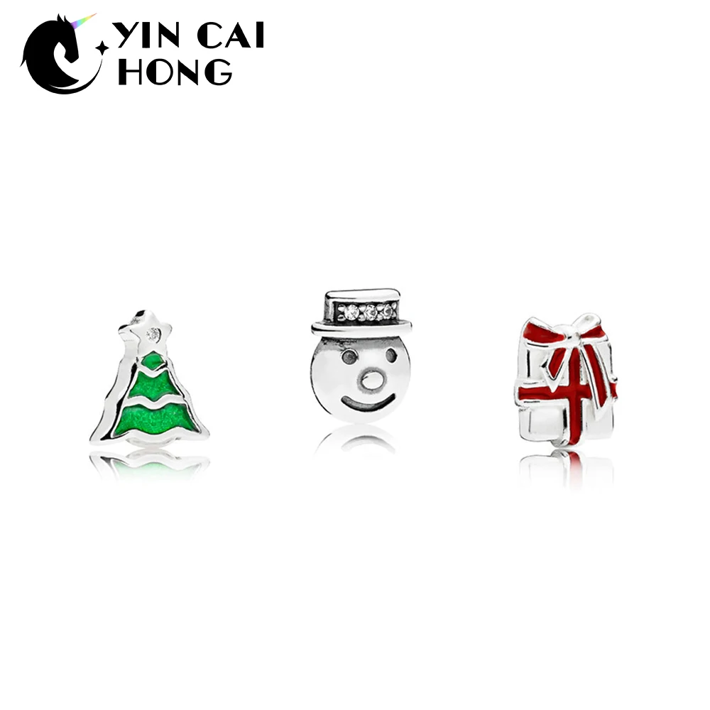 

YCH 100% 925 Sterling Silver 1:1 Floating Box Small Decorative SHINING STAR PETITE 796383CZ SNOWMAN CHRISTMAS TREE 796352