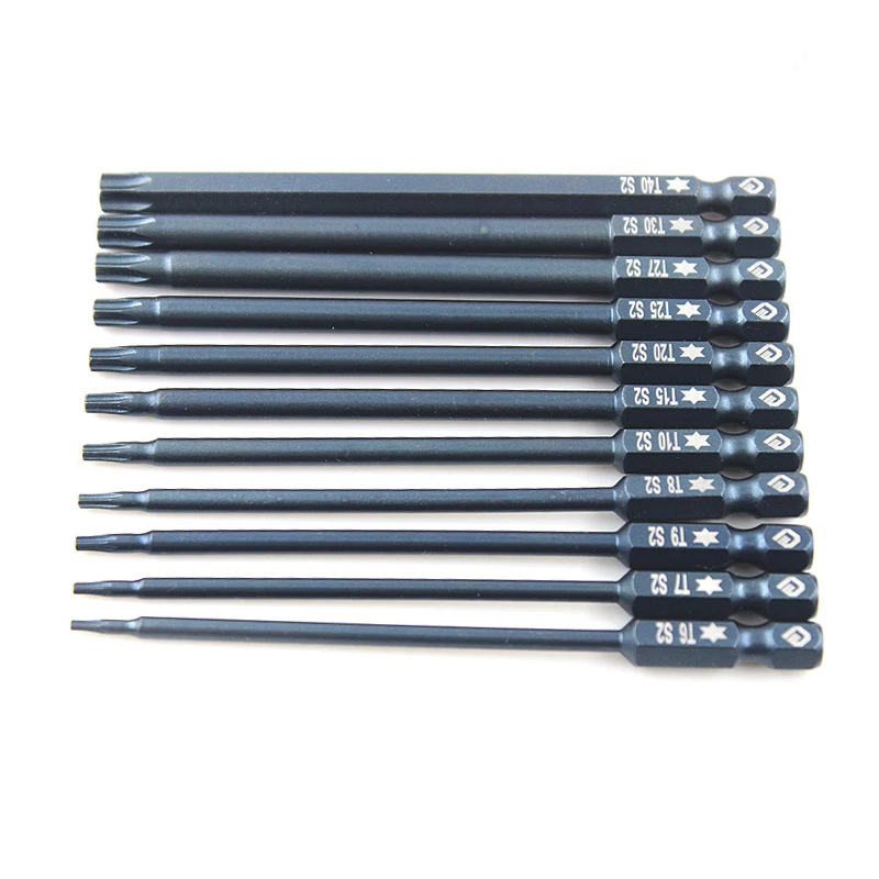

5pcs 50mm 100mm Long Torx T8-T40 Impact Duty Screwdriver Bit 1/4 Hex Shank Head Driver Bit Anti Slip Electric Screwdriver Bits